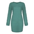 thumbnail image 3 of Fashnice Robe Chandail pour Femmes en Molleton, Robe Chandail en Peluche Mini, Robes Décontractées d'Hiver Vert Pois, Couleur 3TG, 3 of 4