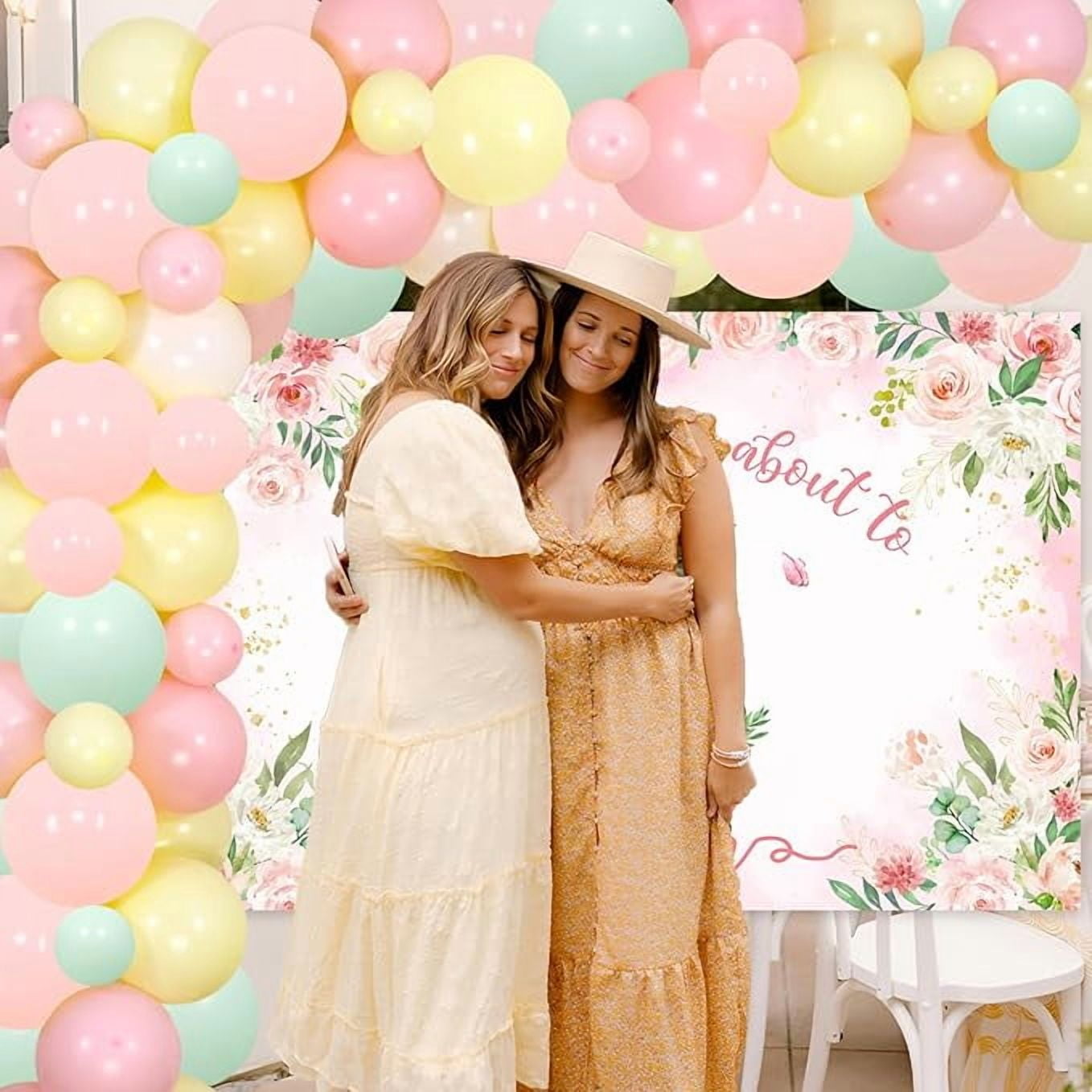 81Pcs Chicken Theme Baby Decor - Girl 'Chick' Themed Party Supplies - Pink Floral Backdrop, Balloon Arch & More