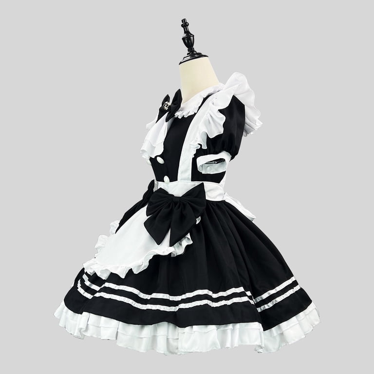 Wyobums Women's Girl'S Cute Dresses Plus Size Maid Dress Japanese Style  Sweet High Waist Short Sleeve Knee Length Party Swing Cute Dresses I-Black  - Walmart.com