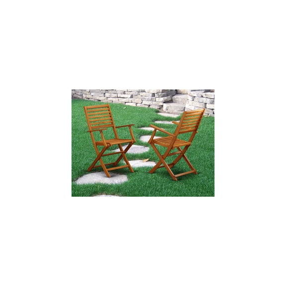 Acacia Wood Folding Patio Chairs  Outdoor Seating Set of 2
