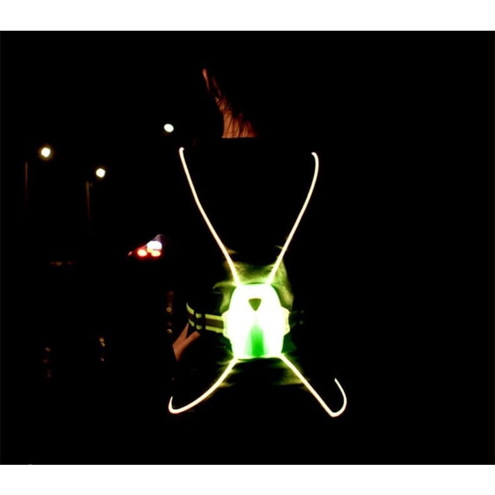 LED Reflective Running Vest with Front Light, Safety USB Rechargeable Reflective Night Lights for Running, Jogging, Cycling or Walking, High Visibility Warning LED Lights
