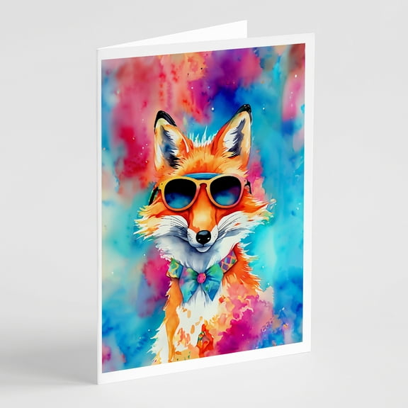 Hippie Animal Fox Greeting Cards Pack of 8 7 in x 5 in