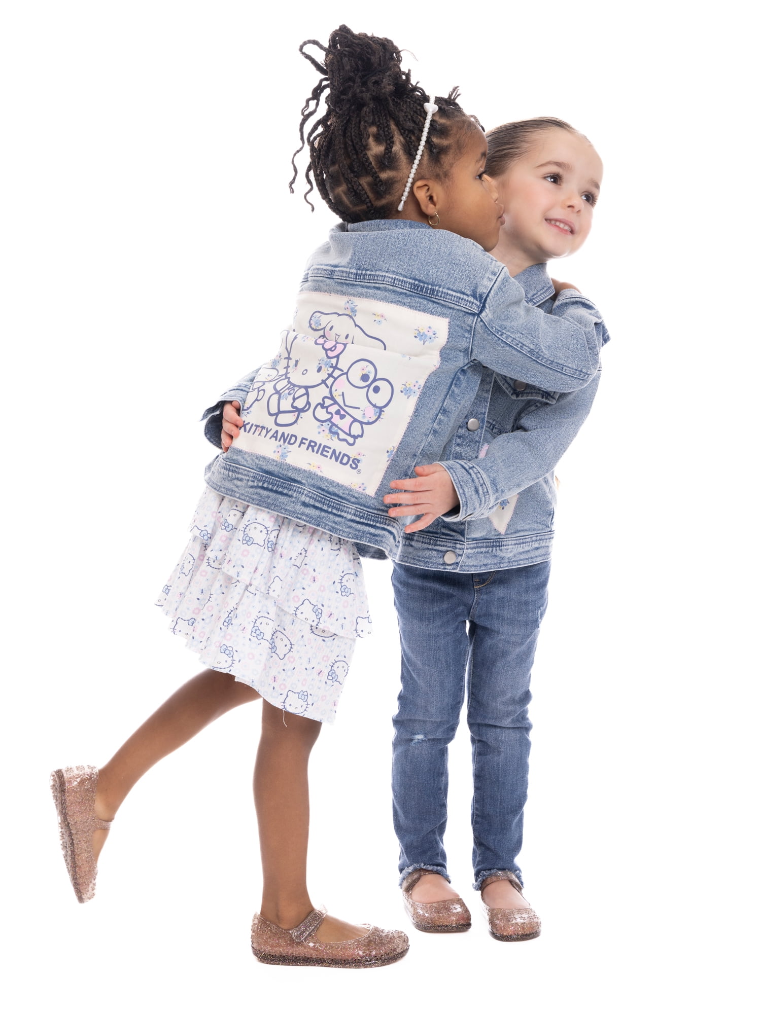 Hello Kitty Toddler Girl Denim Jacket with Back Graphic and Crochet Lace, Sizes 12M-5T
