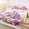 thumbnail image 3 of Homewish Luxury Princess Castle Twin Sheet Sets,Brauty Flower Floral Twin Fitted Sheet,Fairy Tale Theme Flat Sheet For Girrl Kids,Breathable Home Decor,3pcs, 3 of 7