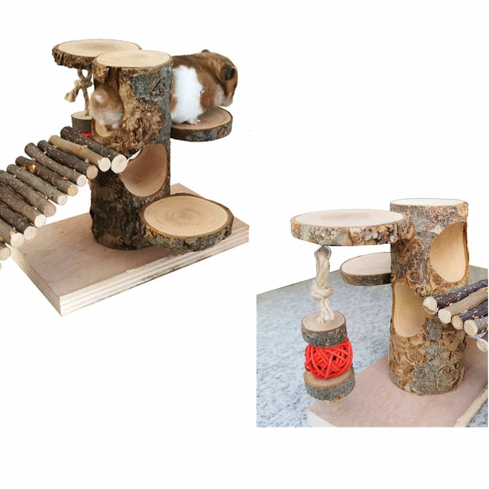 BESTSKY Hamster Toys,Eco-Friendly Wood Hamster Cage,Relieves Anxiety and Stress Hamster Hideout