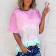 thumbnail image 2 of Tops de Manga Corta de Verano para las Mujeres Cuello Redondo Impresión, Moda Casual Blusa Suéter de Poliéster, 2 of 7