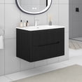 thumbnail image 2 of Emma 30" Wall-mounted Bathroom Vanity in Brushed Black Oak with White Ceramic Basin, 2 of 12