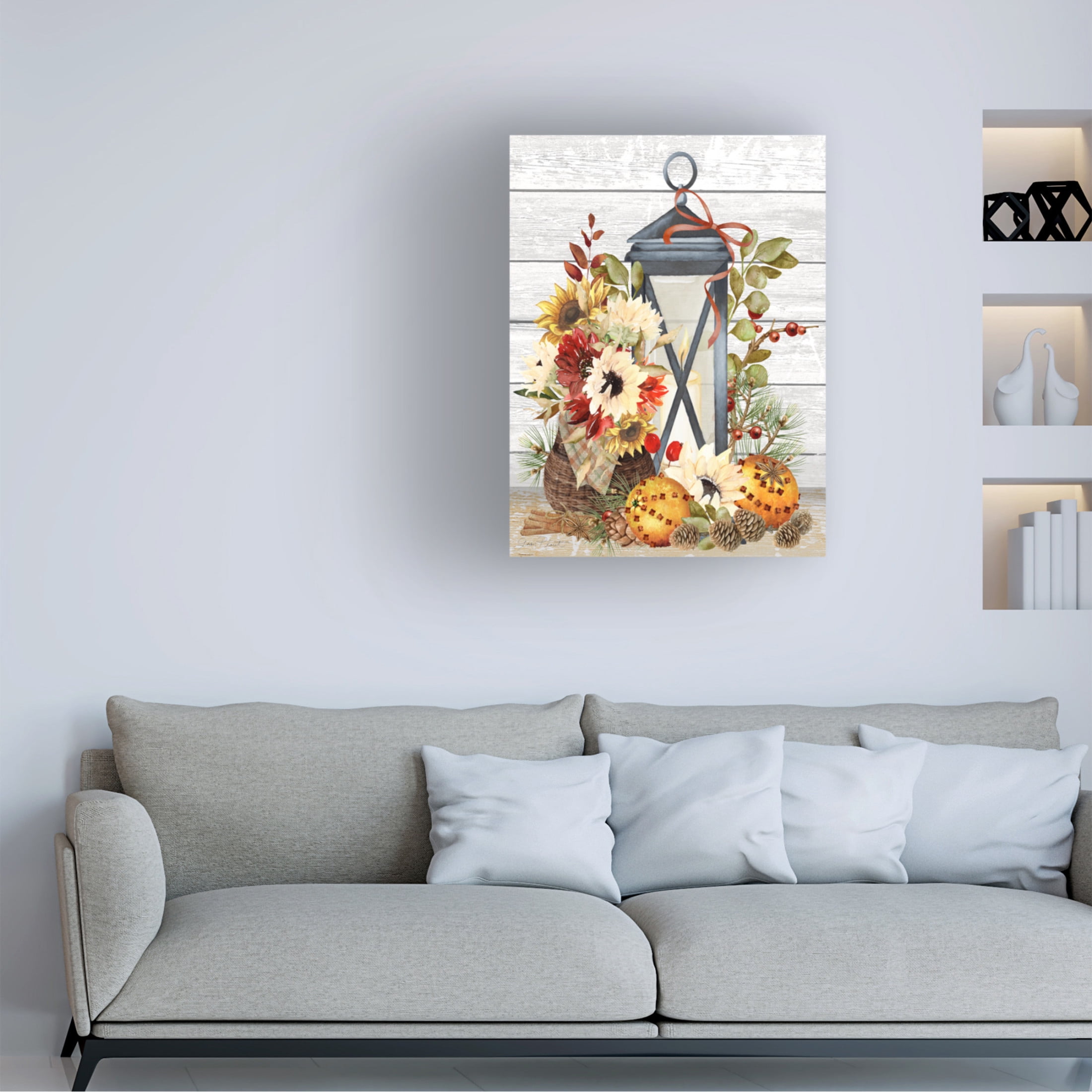 Canvas Wall Art - Jean Plout 'Fall Lantern A' Wall Art for Living Room, Bedroom, or Office Décor by Trademark Fine Art - 14 x 19 Inches