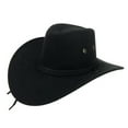 thumbnail image 6 of Seipola Mens Faux Felt Western Cowboy Hat Fedora Outdoor Wide Brim Hat with Strap (Black), 6 of 7