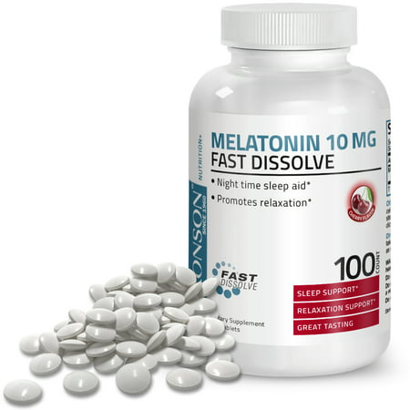 Melatonin 10mg Fast Dissolve Tablets - Sleep Aid - Fall Asleep Faster, Stay Asleep Longer- 100 Cherry Flavored (Best Sleep Aid To Stay Asleep)