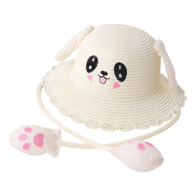 Sombrero para el sol playa Plegable Gorra de Panamá Al Aire Libre para Niñas de 3 A 10 Años blanco