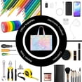 thumbnail image 5 of Handbag File Bag 15×10.6in Large Capacity Double Pocket Designed For Work Travel Travel Shopping Gray Tie-Dye Background Rainbow Colors_4, 5 of 8