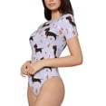 thumbnail image 2 of Haiem Dachshund Dog Puppy Women's Crew Neck Short Sleeve Bodysuit Tops Stretchy Slim Basic-XX-Large, 2 of 9