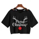 thumbnail image 1 of Camiseta de árbol de leopardo de Reno para mujer, ropa de Navidad, Tops cortos de Feliz Navidad, camiseta gótica Harajuku, camiseta de Mange de Año Nuevo, 1 of 5