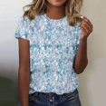 thumbnail image 2 of JSheng Tops for Women Trendy Womens New Casual Fashion Printed T-Shirt Crewneck Short-Sleeved Top Blue M, 2 of 5