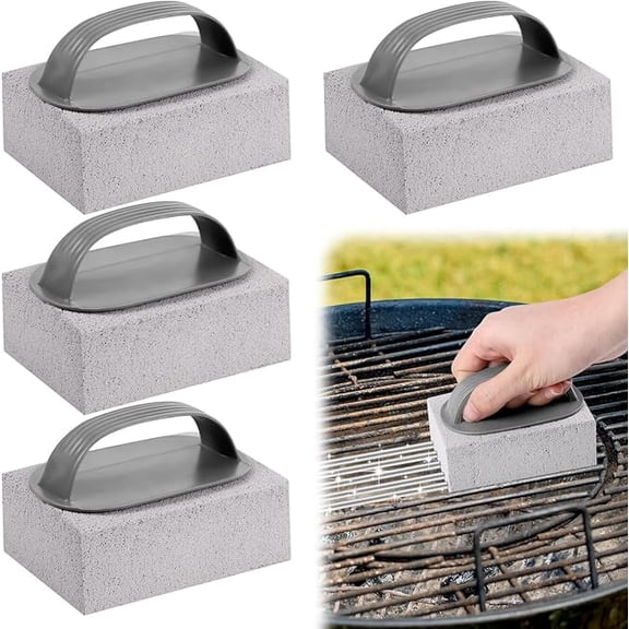 ReedCA 4Pcs Pumice Stone for Cleaning Oven, Grill Brick with Handle, BBQ Griddle Cleaner for Blackstone