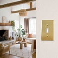thumbnail image 2 of Rio Salto BRASS Deco Collection Midsize Metal Gold Toggle Light Switch Covers Wall Plate Togle Switch Wallplate Decorative Single Switch Plate Covers Brushed Brass Modern 1-Gang Toggle 5-Pack, 2 of 9