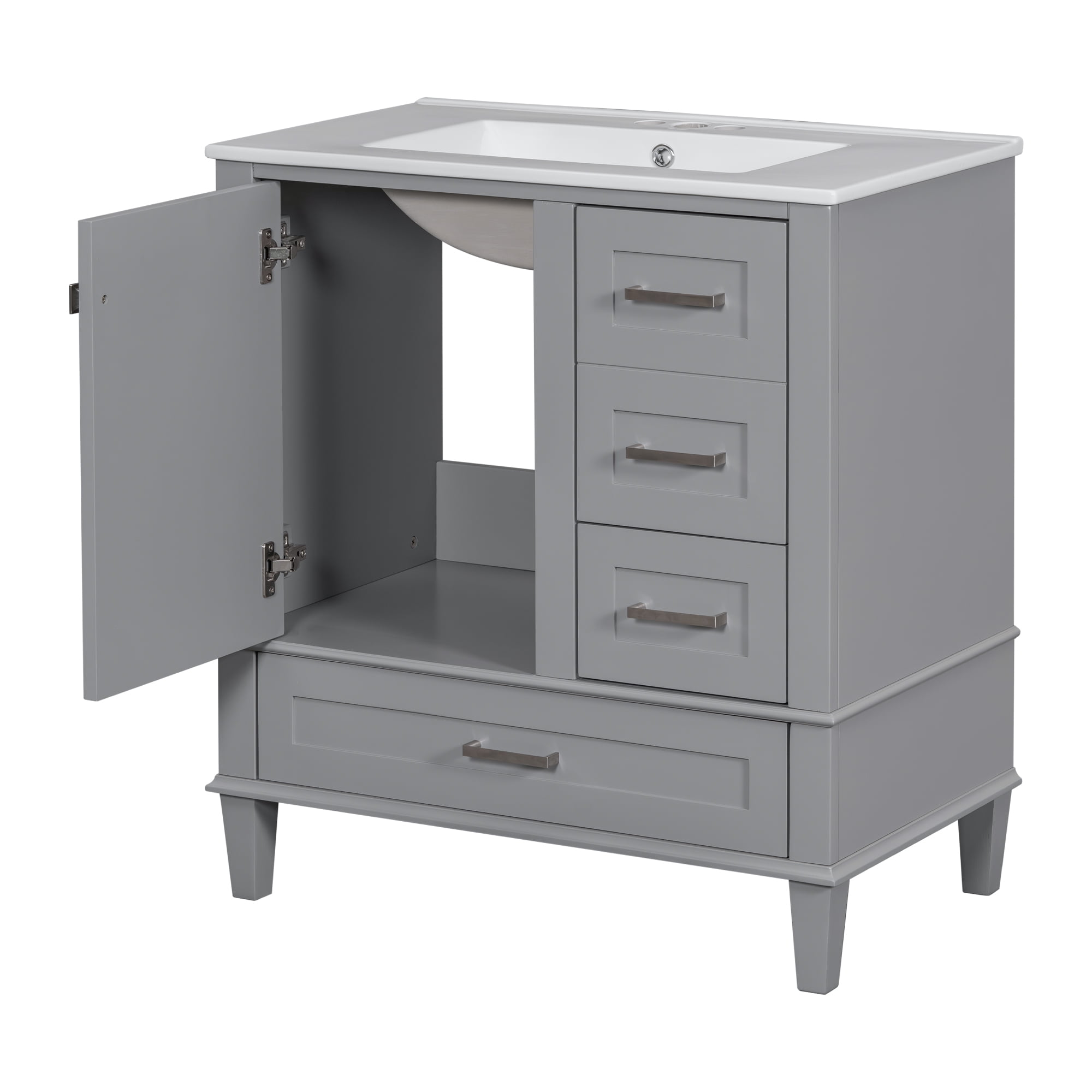 Buffet de cuisine moderne Homy Casa 76 cm gris anthracite avec évier en céramique