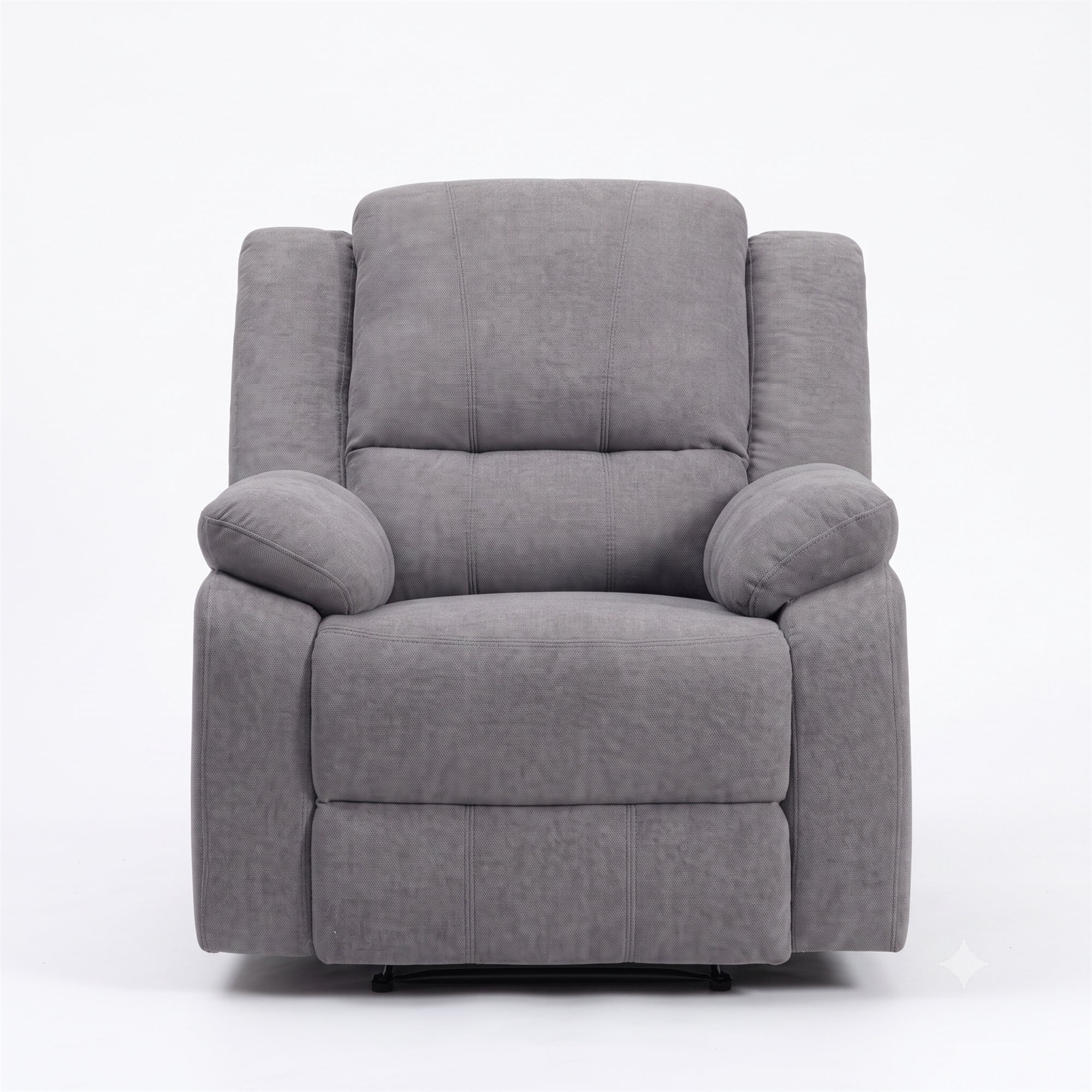 Grey Reclining Armchair - Modern Microfiber Single Recliner Chair