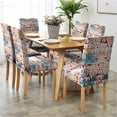 thumbnail image 3 of Boho Burn Orange Chair Covers Colorful Dining Chair Cover Modern Abstract Stretch Dining Chair Slipcover Removable Washable Kitchen Chair Cover Parson Chair Cover Set of 4, 3 of 6