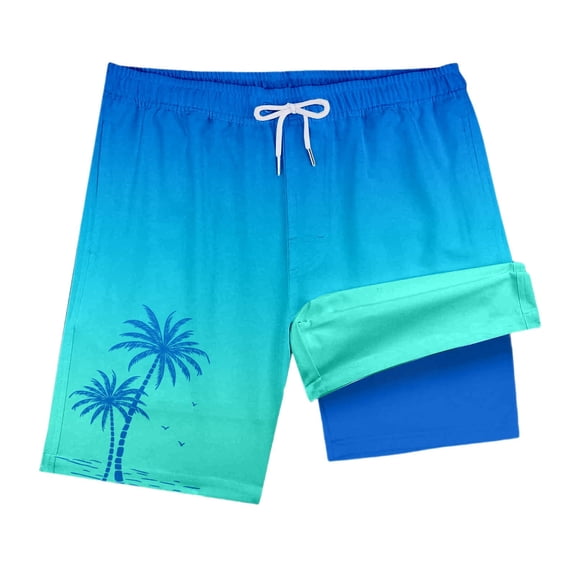 AJGRHE Girls Swim Trunks with Compression Liner Girls Quick Dry 2 in 1 Swim Shorts Summer Beach Shorts Blue 10-12 Years