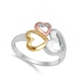 thumbnail image 4 of Rose Gold-Tone Triple Heart Purity Ring .925 Sterling Silver Band Jewelry Female Male Unisex Size 8, 4 of 4