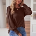 thumbnail image 5 of YUNAFFT Womens Tops Clearance, Women's Spring And Autumn Round Neck Loose Casual Bubble Sleeve Button Long Sleeve T-shirt Tops, 5 of 7