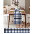 thumbnail image 3 of Black Blue Grey Plaid Burlap-Cotton Table Runner 108 Inches Long,Simple Check Stripes Lines Country Farmhouse Table Runners,Outdoor Dining Tablecloths Decor for Baby Shower Party Wedding 13x108, 3 of 9