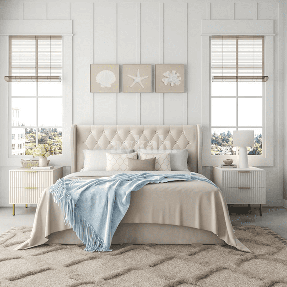Aykah Cadre de Lit Très Grand Moderne en Velours avec Rangement, Cadre de Lit en Métal avec Tête de Lit Haute, Lit au Design Moderne à Ailes