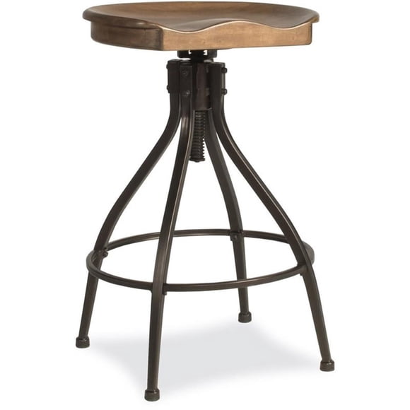 Hillsdale Worland 30" Metal Farmhouse Adjustable Stool in Brown