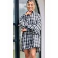 thumbnail image 5 of Plaid Flannel Shirts for Women Oversized Long Sleeve Button Down Shirt Dresses Shacket Blouse Tops Black L, 5 of 9
