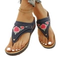 thumbnail image 5 of GERsome Women's Thong Sandals Low Wedge Open Toe Slip-On Slides Summer Comfort Beach Travel Walking Shoes, Blue Size 8.5, 5 of 7