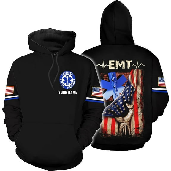 Customize Name EMS EMT Hoodie For Men And Women 3D All Over Printed Sportwear T Shirt, Zip Up Hoodie, Sweatshirt (Hoodie, S)