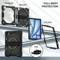 thumbnail image 3 of Case for iPad Air 11 Inch 2024 M2 (Air 6th Generation) A2902/A2903/A2904, Rugged Shockproof Case with Crossbody Strap & Pencil Holder [360° Rotating Hand Strap] & Stand, Black, 3 of 9