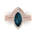 thumbnail image 2 of Clara Pucci 14K Rose Gold 2.4875 Natural London Blue Topaz Engraveable Engagement Ring + Wedding Band Set, 2 of 7