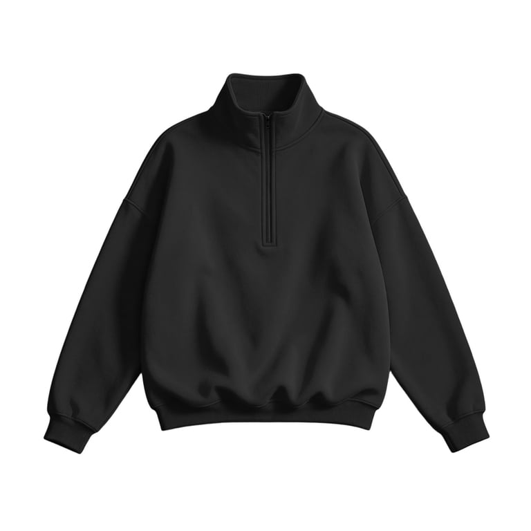 Horkkom Mock Neck Sweatshirt Oversized Solid Color Fall Sweatshirt
