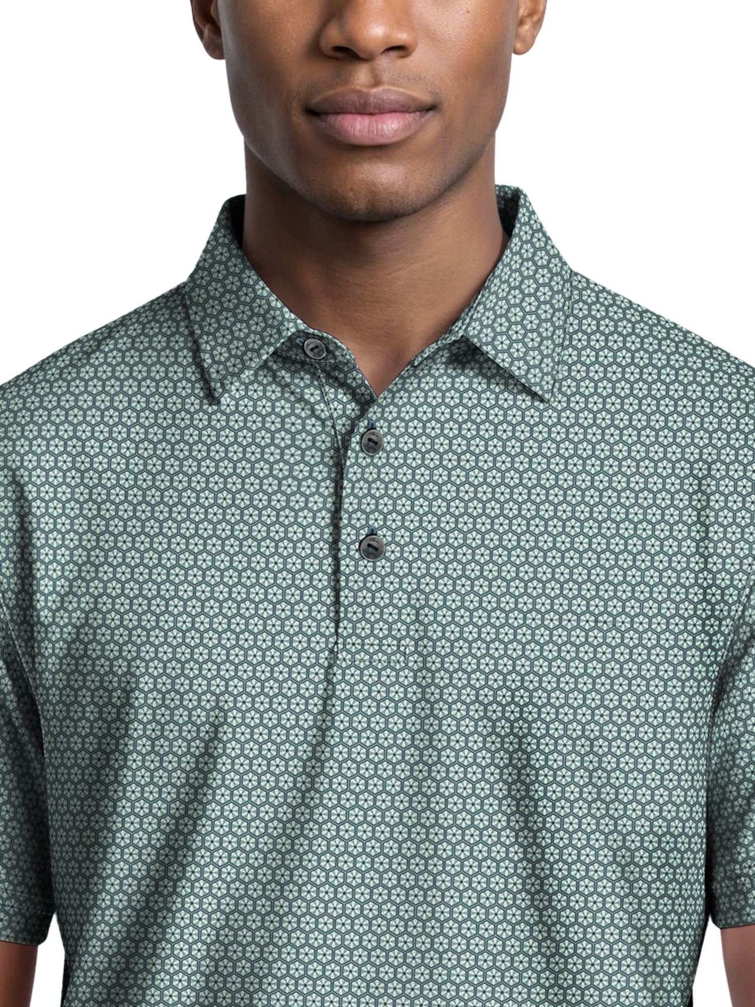 Ben Hogan Performance Men's & Big Men's Flower Geo Print Short Sleeve Golf Polo Shirt, Sizes S-4XLT