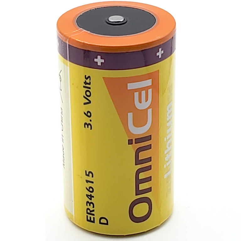 OmniCel ER34615 3.6V 19Ah Sz D Lithium Button Top Battery Sensors