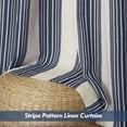 thumbnail image 4 of DriftAway Chris Vertical Striped Pattern Linen Blend Lined Thermal Insulated Blackout and Room Darkening Rod Pocket Back Tab Linen Curtains for Farmhouse Printed 2 Panels Dark Blue, 4 of 5