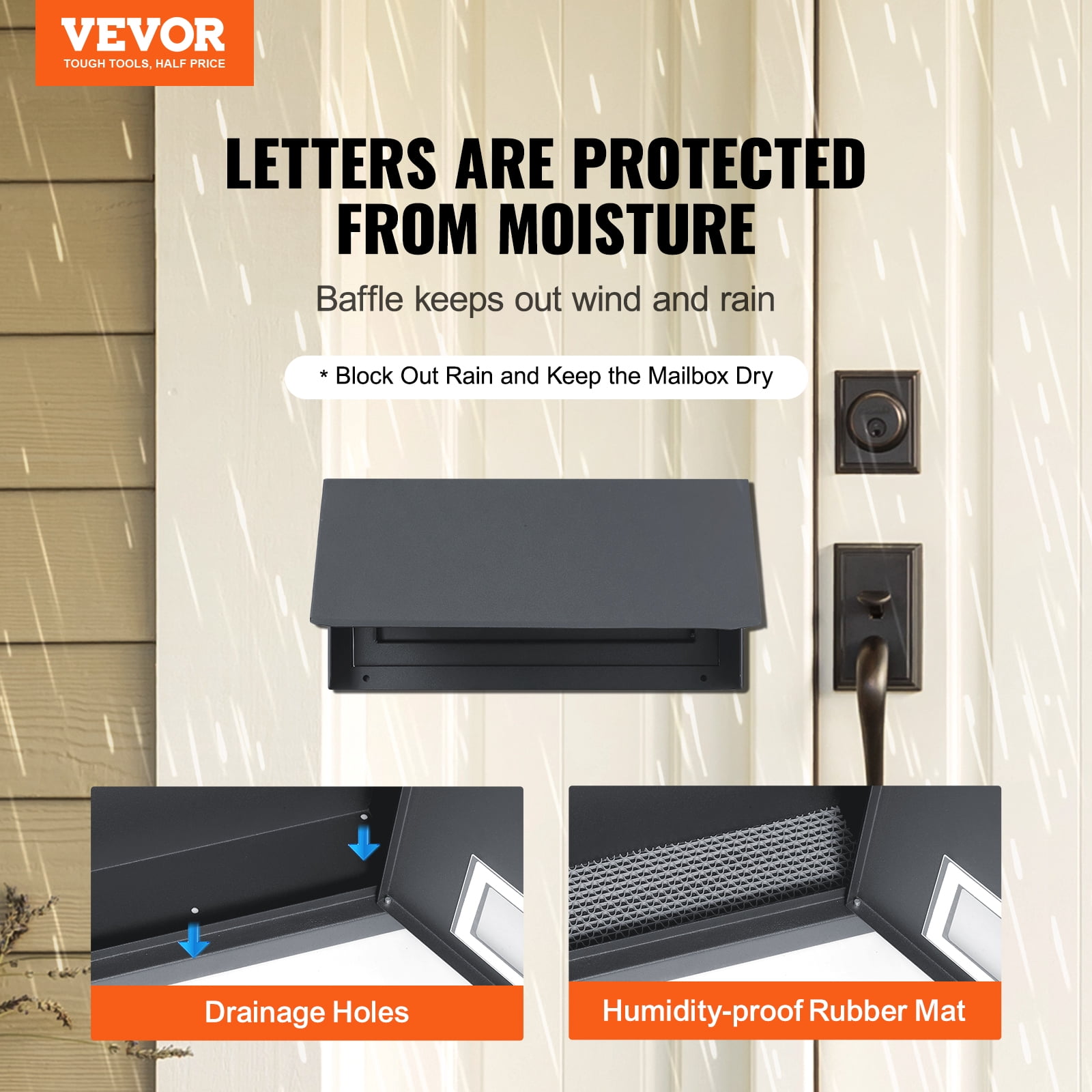VEVOR Sturdy Metal Key Safe, Combo Lock, 12'' Size, Wall-Mounted, Secure Letter Keeper, Dark Gray