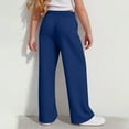 thumbnail image 5 of Atogsazn Wide Leg Sweatpant for Girls Kids Casual Elastic Waisted Pant Fall Winter Trouser with Pocket Dark Blue 9-10 Years Fashion, 5 of 7