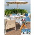 thumbnail image 4 of Outdoor Tablecloth with Umbrella Hole and Zipper, Blue Snowman Christmas Rectangle Table Cloth 52x70 Inch Waterproof Tablecloth, Xmas Tree Green Snowflake Picnic Table Cover for Patio Camping, 4 of 7