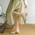 thumbnail image 5 of SACFOF Women's Thick Heel High Heel Retro Hollow Pumps British Style Summer Shoes Size US5-US11, 5 of 6