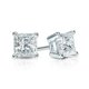 thumbnail image 3 of JeenMata Pendientes Tipo Botón Solitario con Diamante de Talla Princesa de 1 Quilate y 4 Puntas, Chapado en Oro Blanco de 18 K sobre Plata, 3 of 4