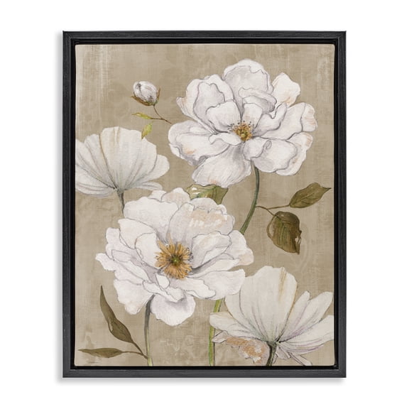 Stupell Industries Traditional Rustic Magnolia Blooms Black Floating Frame Canvas Art, 17 x 21, by Carol Robinson