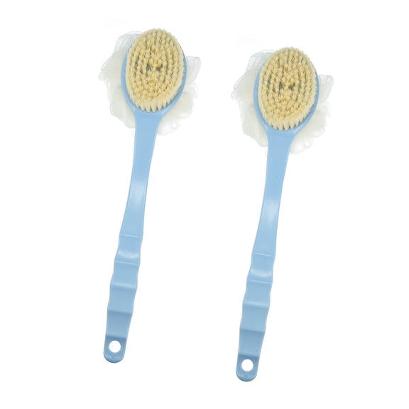 Unique Bargains 2Pcs Back Scrubber for Shower Body Brush Blue
