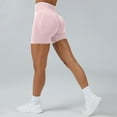 thumbnail image 4 of Dresfit Gym Shorts for Woman Elastic High Waisted Tummy Control Yoga Shorts Ribbed Seamless Booty Shorts with Pockets Scrunch Butt High Rise Leggings Light pink XL, 4 of 5