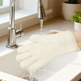 thumbnail image 4 of Unique Bargains 2pcs Silicone Heat-Resistant and Waterproof Oven Mitts Beige 10.8" x 8.1", 4 of 7