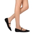 thumbnail image 2 of Women Nubuck Pointy Toe Perforated Mary Jane Flat FI30, 2 of 3