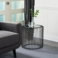 thumbnail image 3 of DecMode 20" x 19" Black Metal Open Wire Frame Accent Table with Shaded Glass Top, 1-Piece, 3 of 12